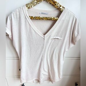 New Collection Italian Shimmer Sequin Evening Top w Raw Hem Edging Blush Pink